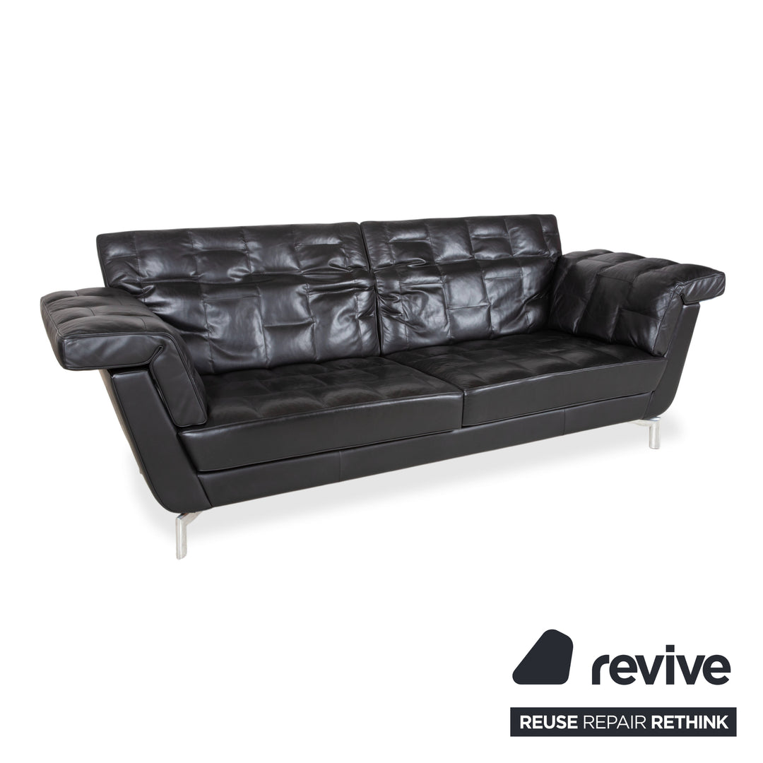 de Sede Leder Dreisitzer Schwarz Sofa Couch manuelle Funktion