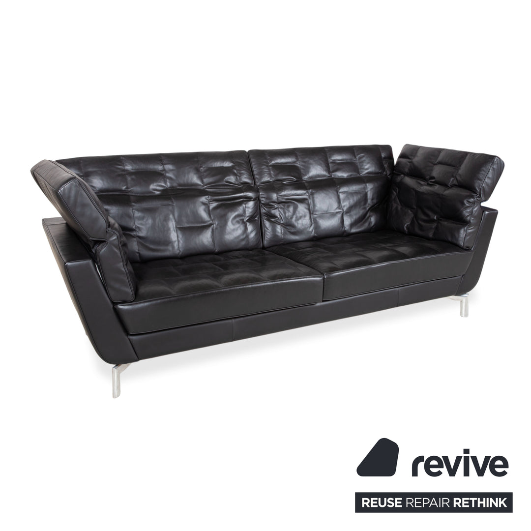 de Sede Leder Dreisitzer Schwarz Sofa Couch manuelle Funktion