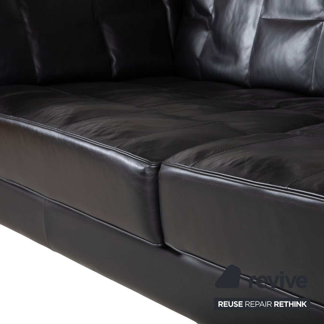 de Sede Leder Dreisitzer Schwarz Sofa Couch manuelle Funktion