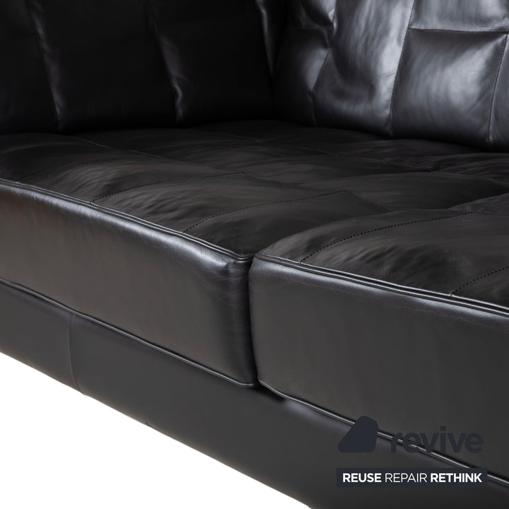 de Sede Leder Dreisitzer Schwarz Sofa Couch manuelle Funktion