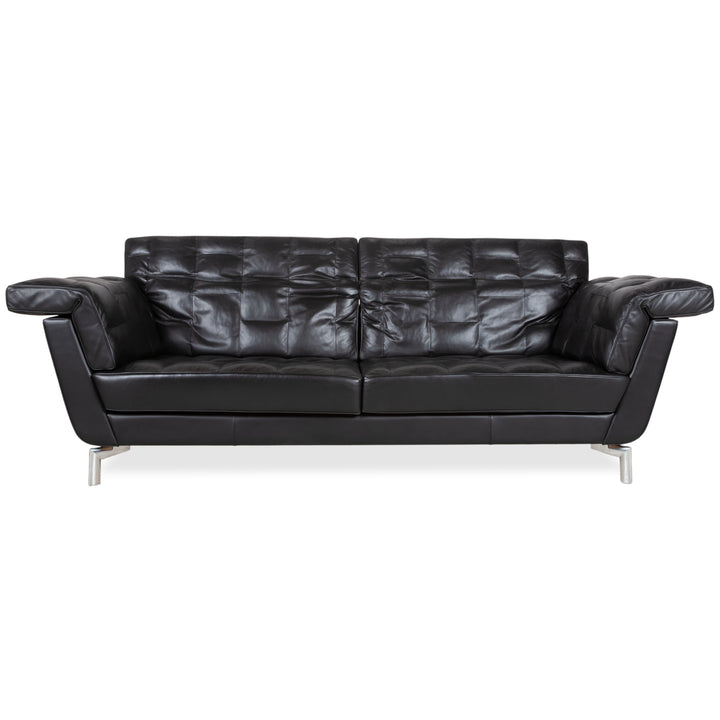 de Sede Leder Dreisitzer Schwarz Sofa Couch manuelle Funktion