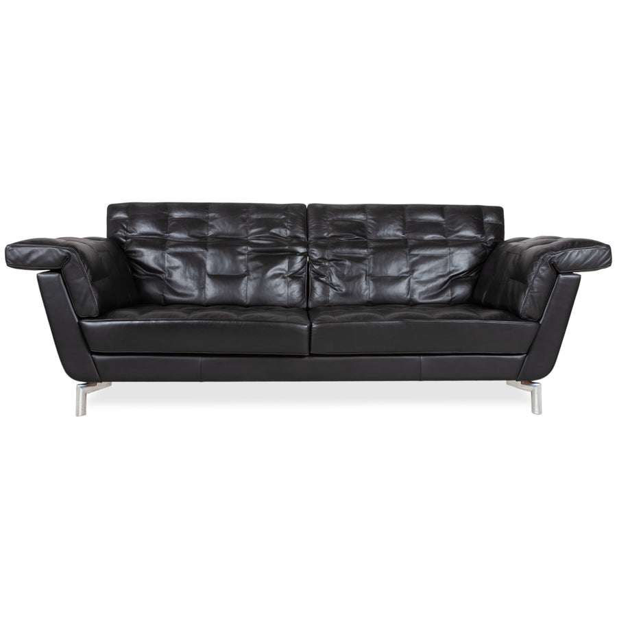 de Sede Leder Dreisitzer Schwarz Sofa Couch manuelle Funktion