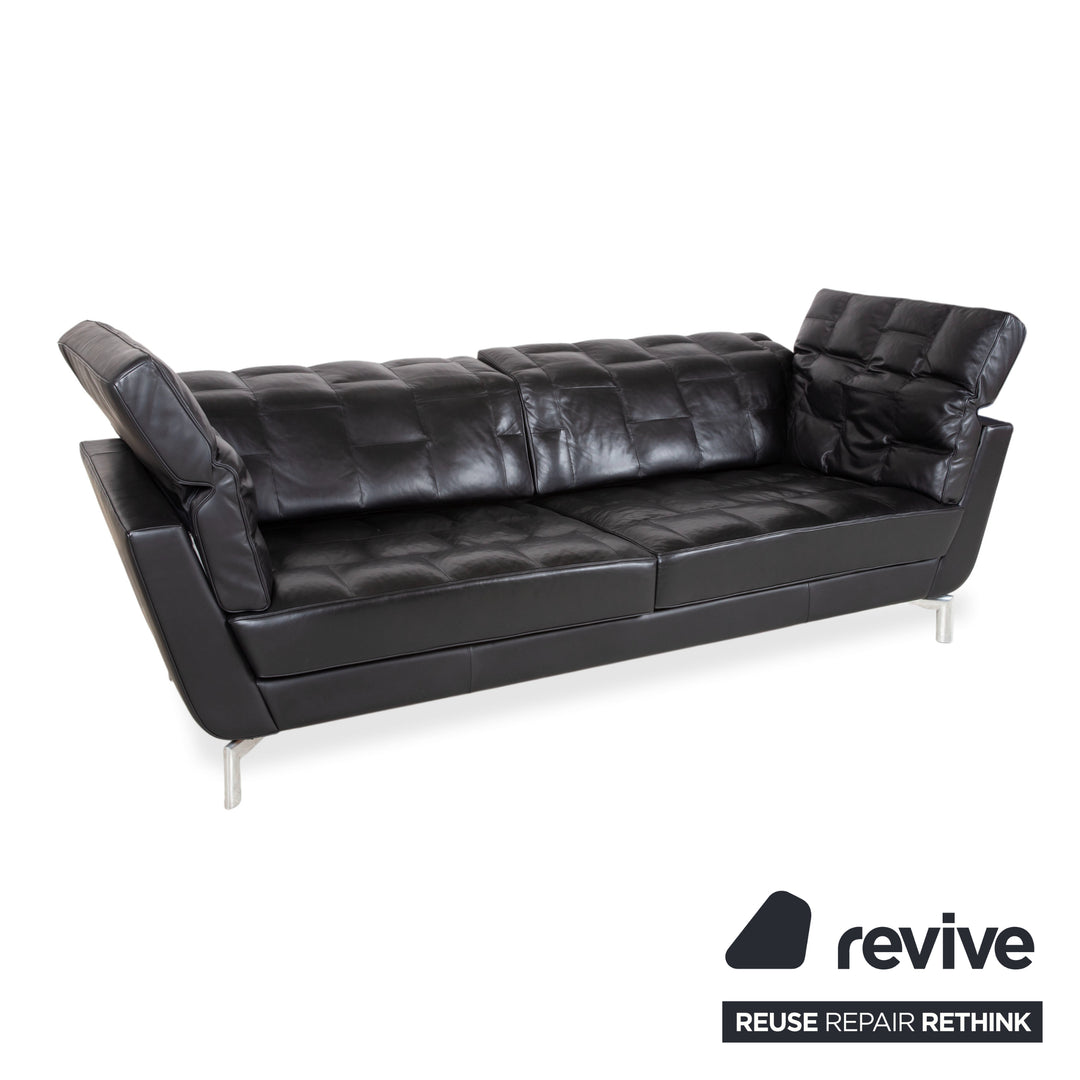de Sede Leder Dreisitzer Schwarz Sofa Couch manuelle Funktion