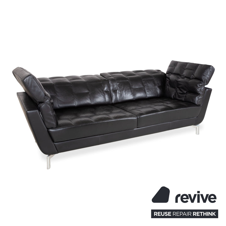 de Sede Leder Dreisitzer Schwarz Sofa Couch manuelle Funktion