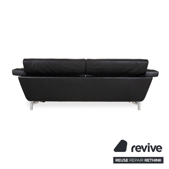 de Sede Leder Dreisitzer Schwarz Sofa Couch manuelle Funktion