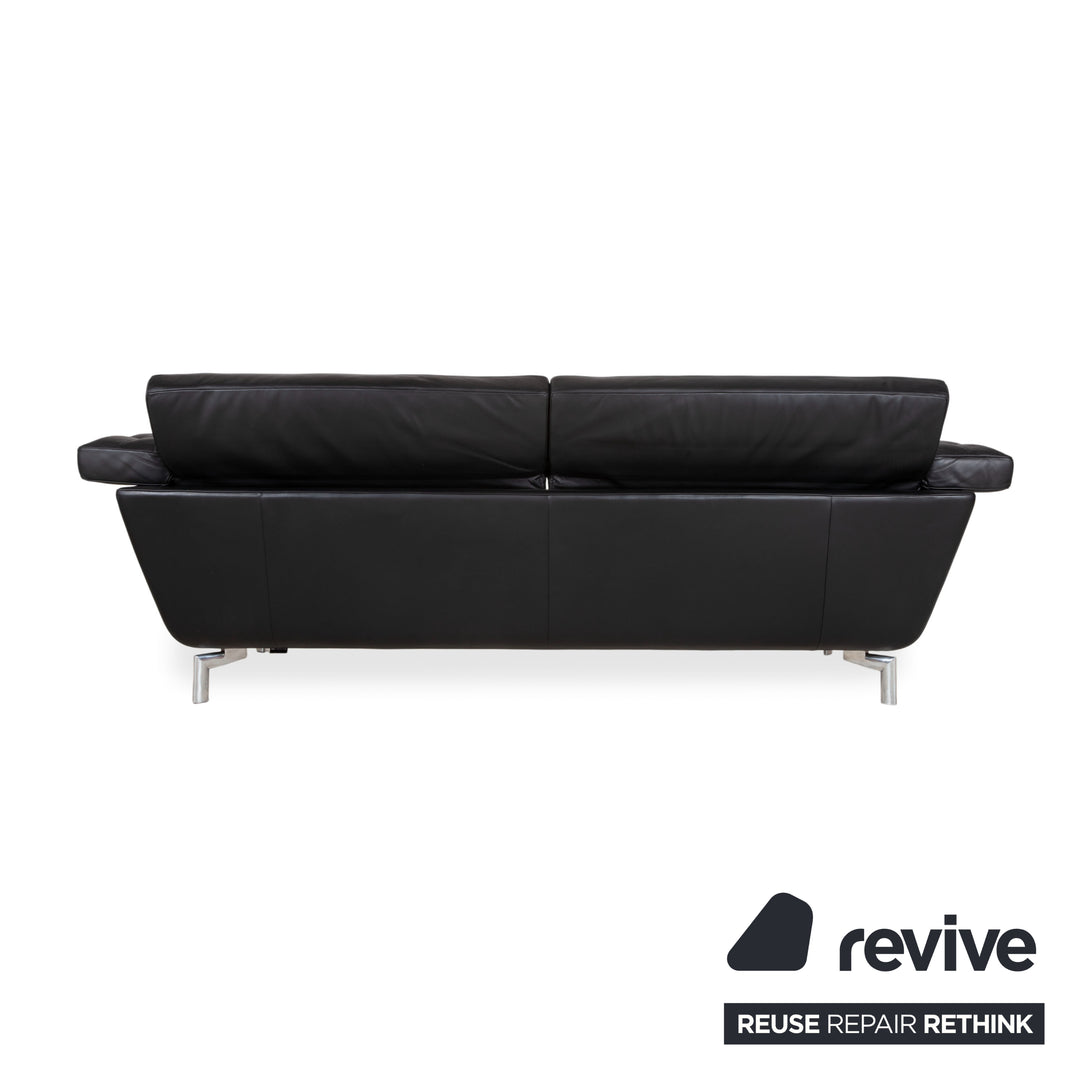 de Sede Leder Dreisitzer Schwarz Sofa Couch manuelle Funktion