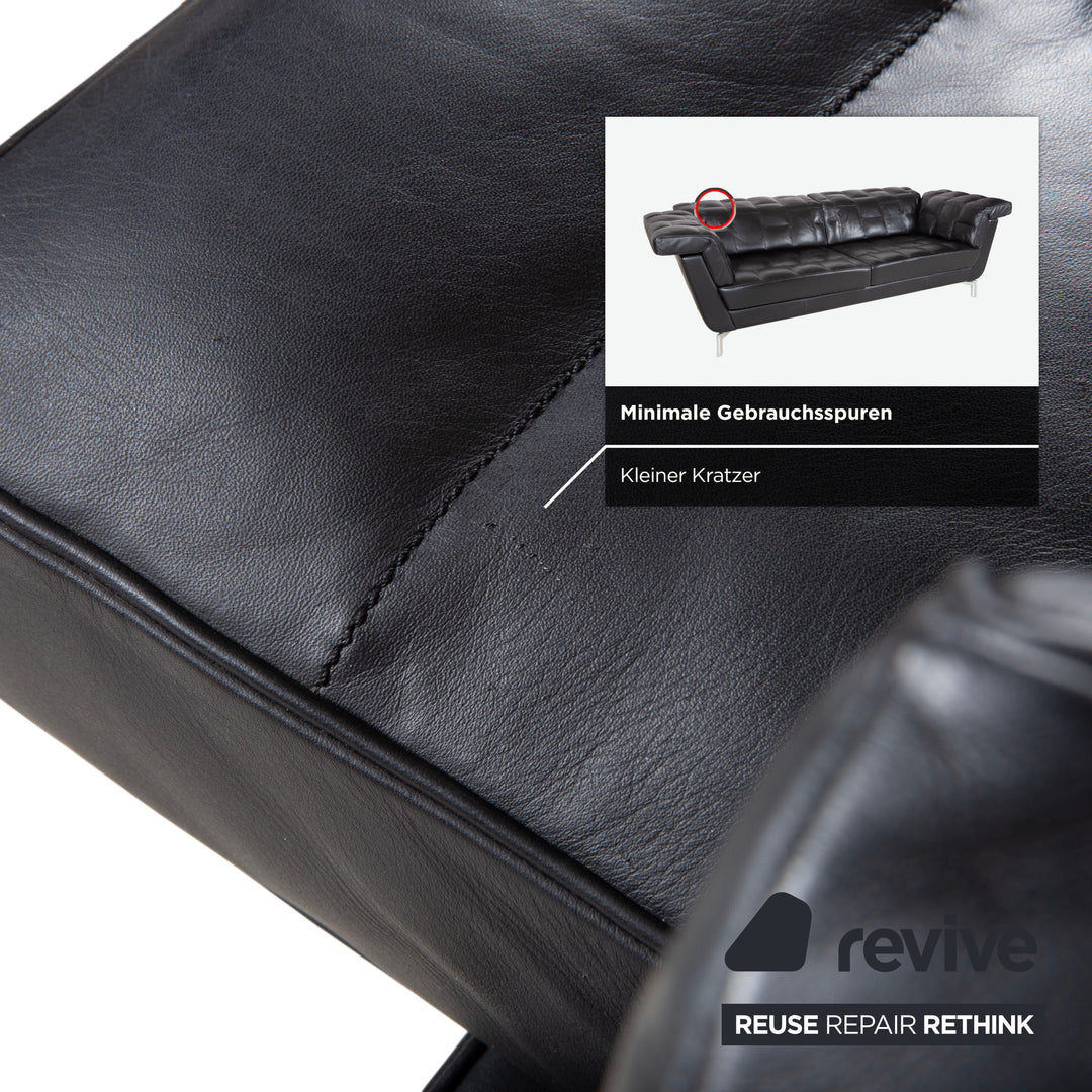 de Sede Leder Dreisitzer Schwarz Sofa Couch manuelle Funktion