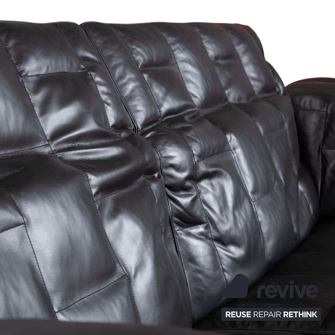 de Sede Leder Dreisitzer Schwarz Sofa Couch manuelle Funktion