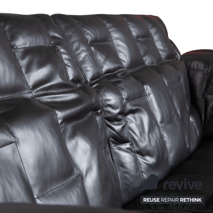 de Sede Leder Dreisitzer Schwarz Sofa Couch manuelle Funktion
