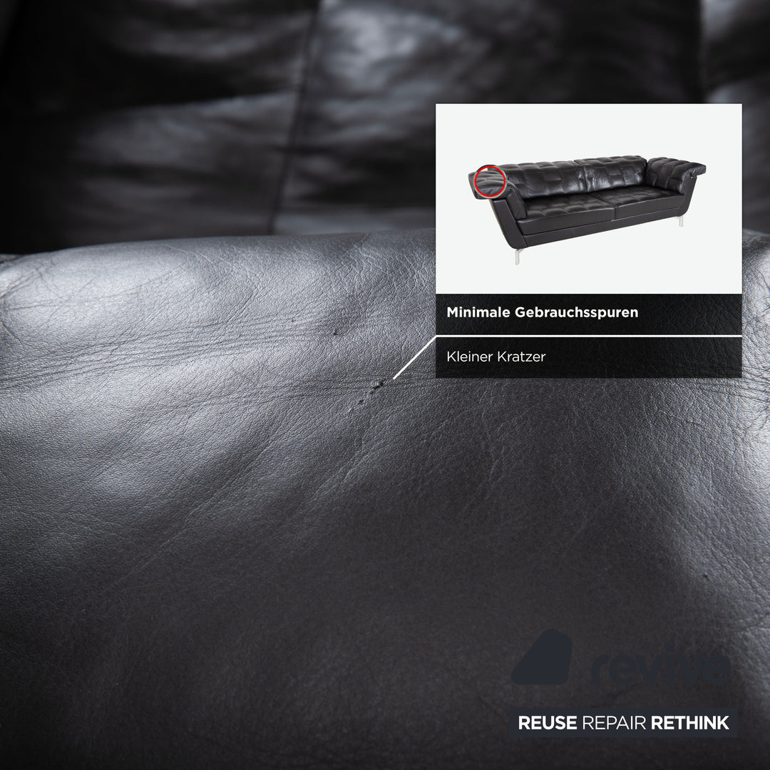 de Sede Leder Dreisitzer Schwarz Sofa Couch manuelle Funktion