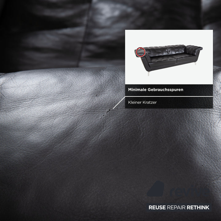de Sede Leder Dreisitzer Schwarz Sofa Couch manuelle Funktion