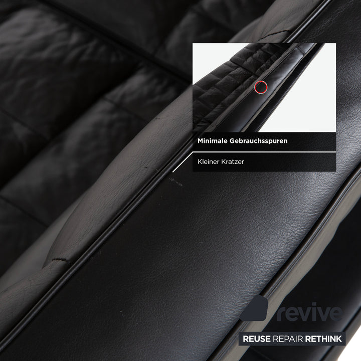 de Sede Leder Dreisitzer Schwarz Sofa Couch manuelle Funktion