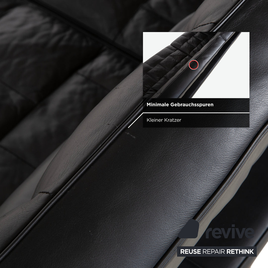 de Sede Leder Dreisitzer Schwarz Sofa Couch manuelle Funktion