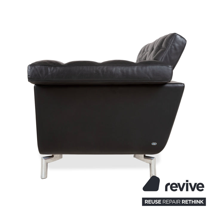 de Sede Leder Dreisitzer Schwarz Sofa Couch manuelle Funktion