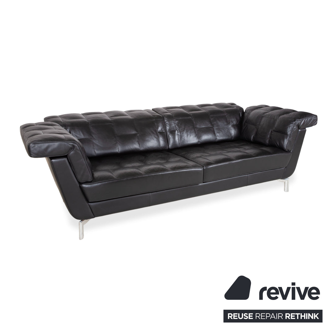 de Sede Leder Dreisitzer Schwarz Sofa Couch manuelle Funktion