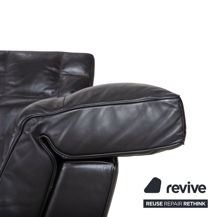 de Sede Leder Dreisitzer Schwarz Sofa Couch manuelle Funktion