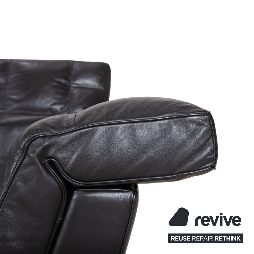 de Sede Leder Dreisitzer Schwarz Sofa Couch manuelle Funktion