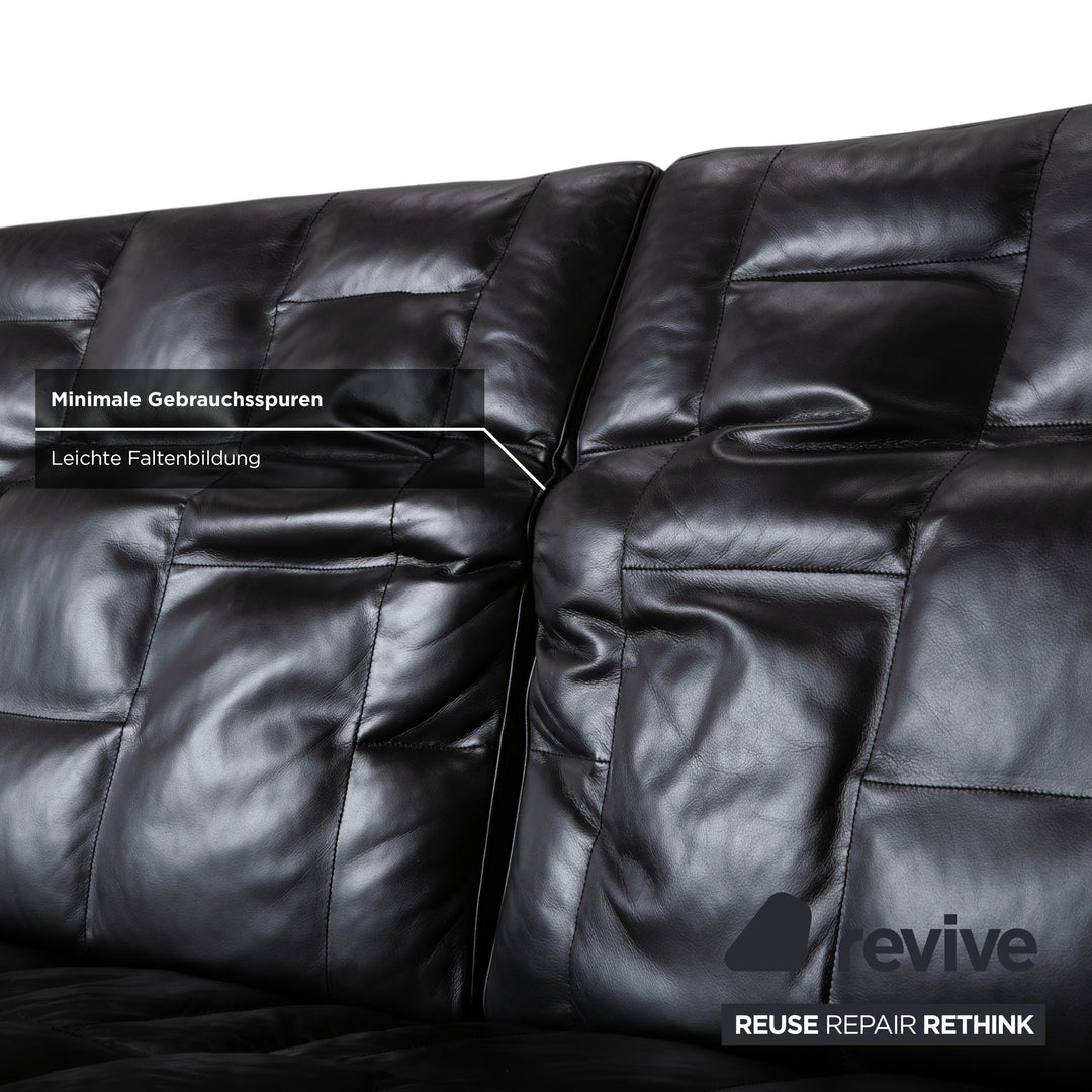 de Sede Leder Dreisitzer Schwarz Sofa Couch manuelle Funktion