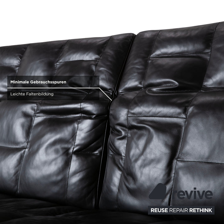 de Sede Leder Dreisitzer Schwarz Sofa Couch manuelle Funktion