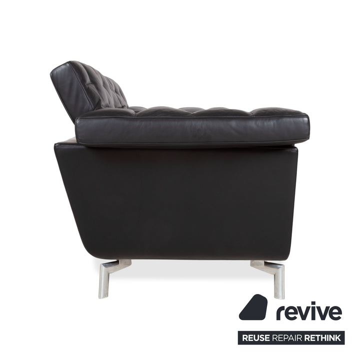 de Sede Leder Dreisitzer Schwarz Sofa Couch manuelle Funktion