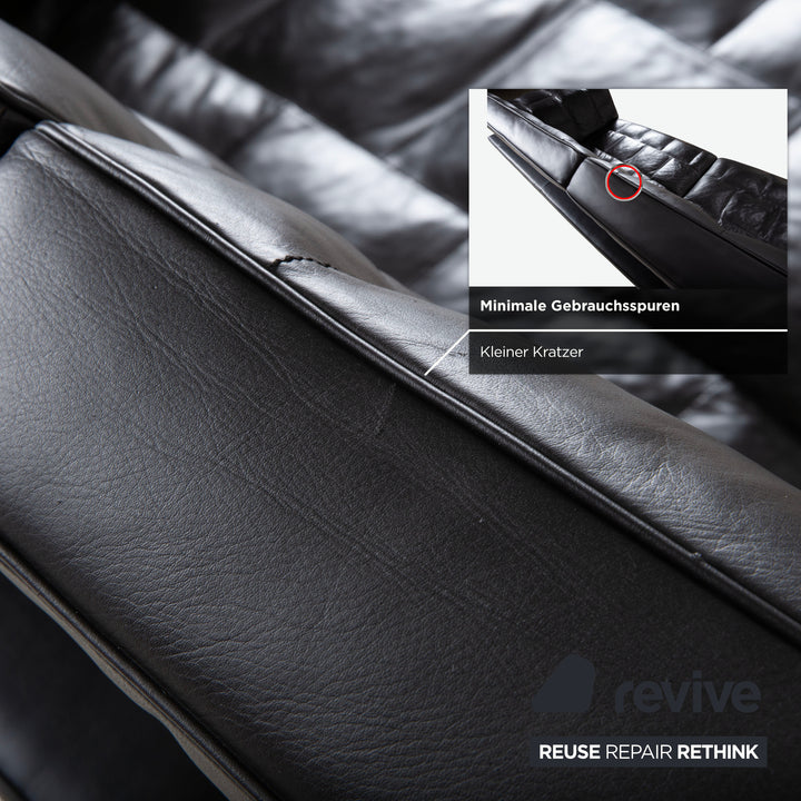 de Sede Leder Dreisitzer Schwarz Sofa Couch manuelle Funktion
