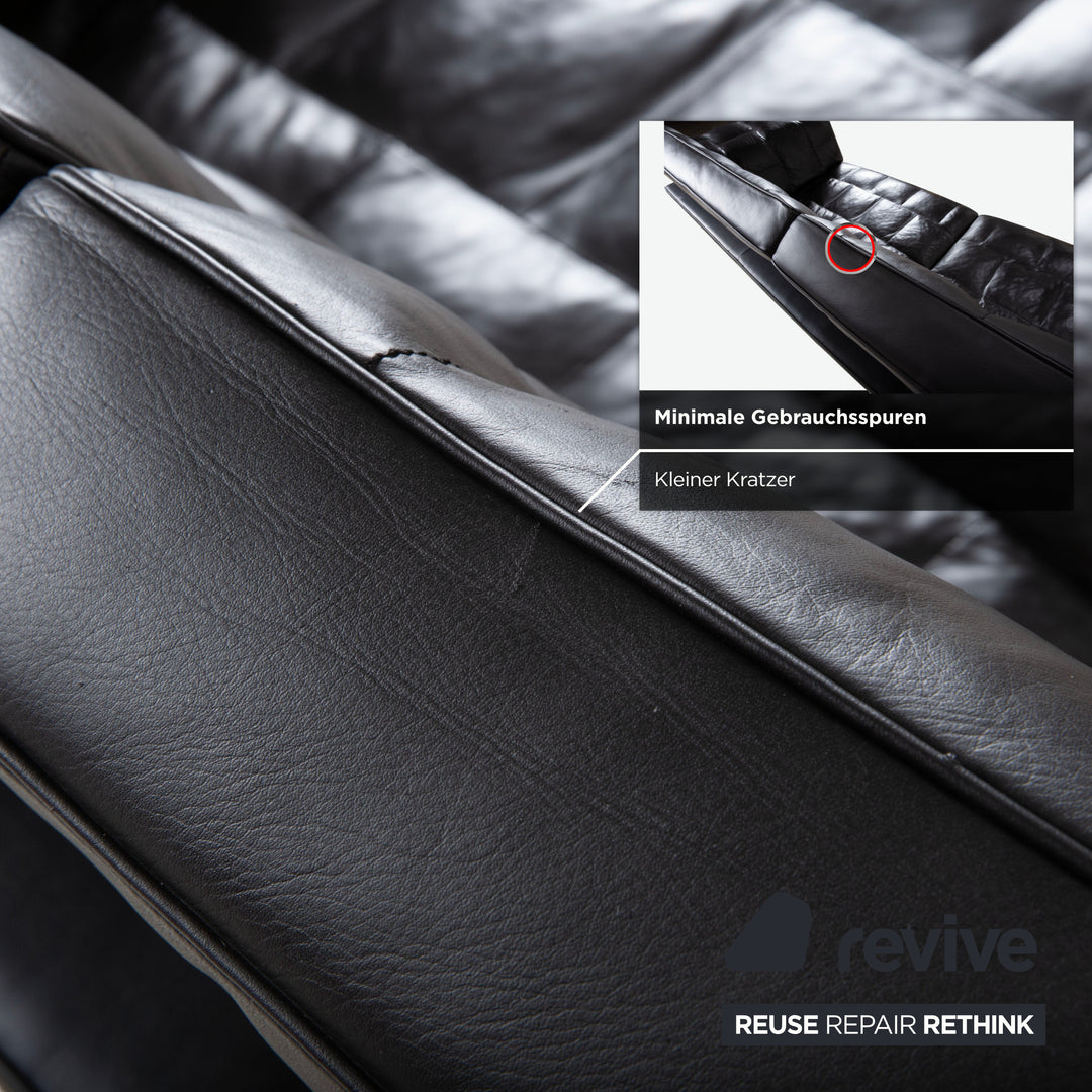 de Sede Leder Dreisitzer Schwarz Sofa Couch manuelle Funktion