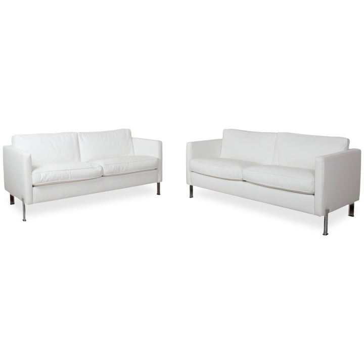 de Sede Leather Suite 2x Two-Seater White Cream Sofa Couch