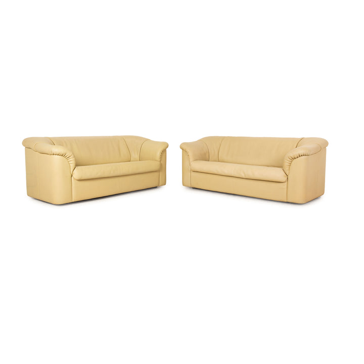de Sede Leder Sofa Garnitur Creme 2x Zweisitzer