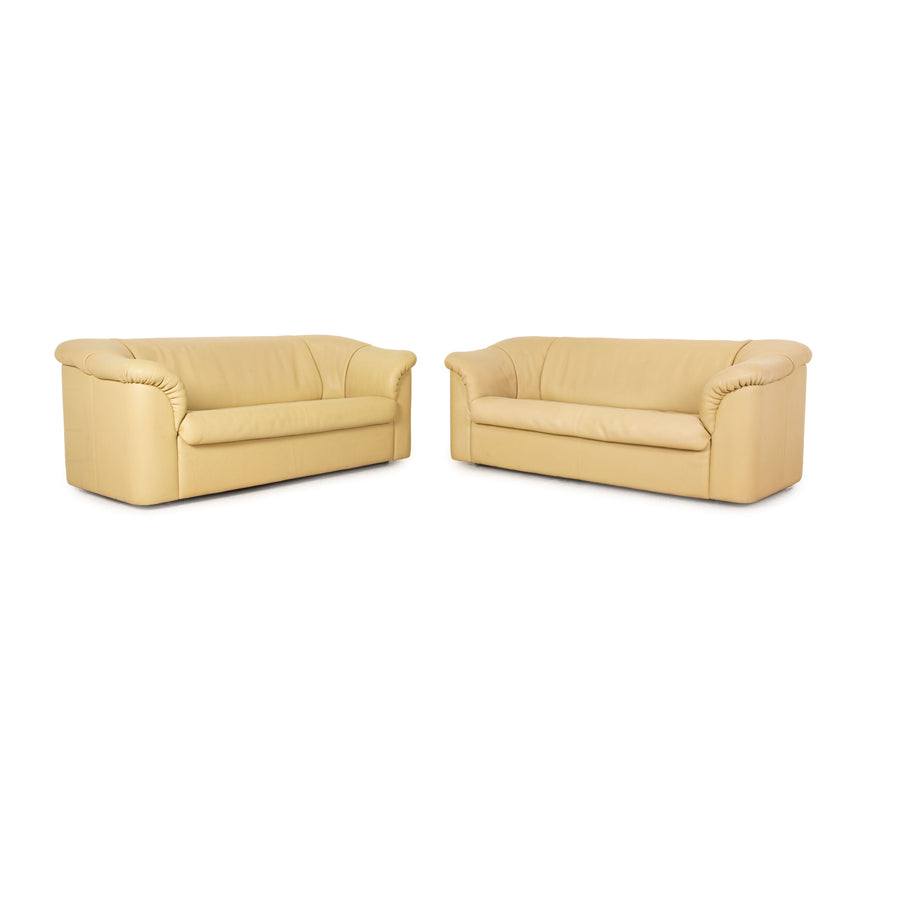 de Sede Leder Sofa Garnitur Creme 2x Zweisitzer