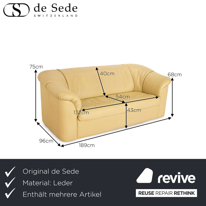 de Sede Leder Sofa Garnitur Creme 2x Zweisitzer