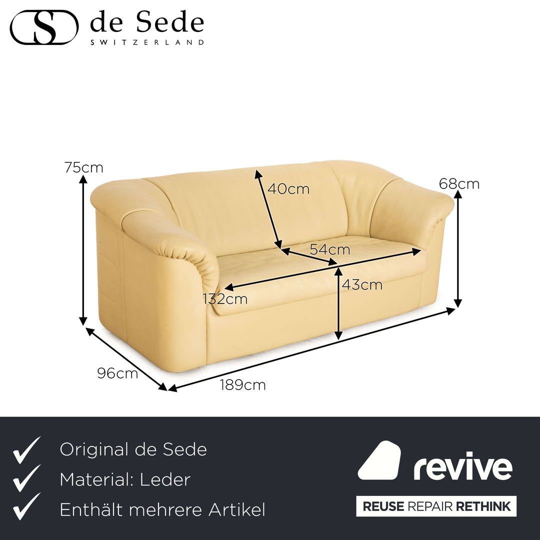 de Sede Leder Sofa Garnitur Creme 2x Zweisitzer