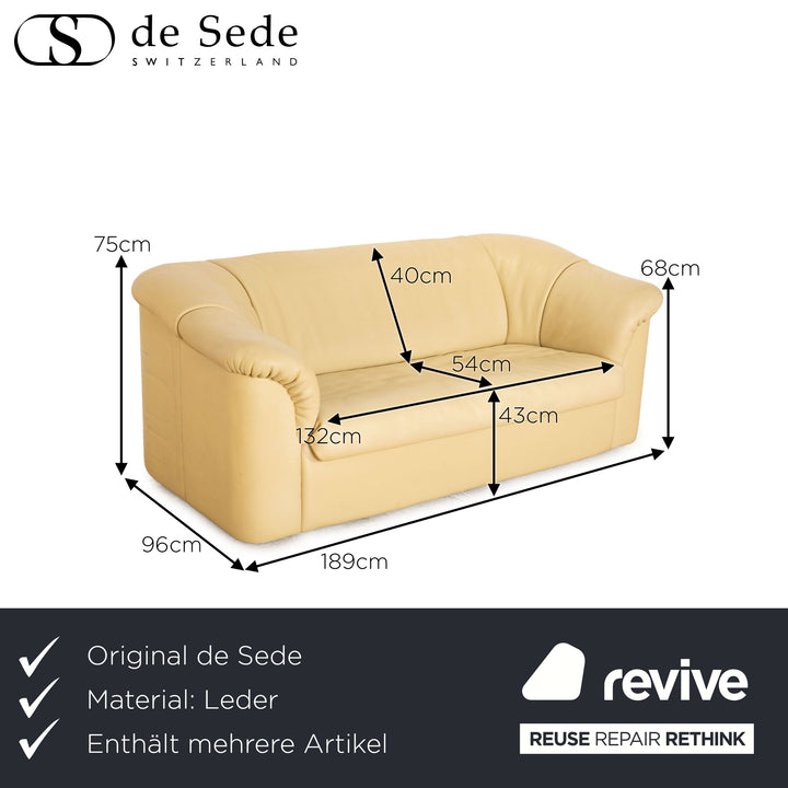 de Sede Leder Sofa Garnitur Creme 2x Zweisitzer