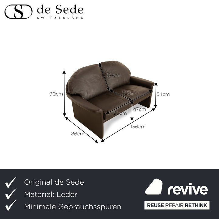 de Sede Leather Two Seater Brown Sofa Couch