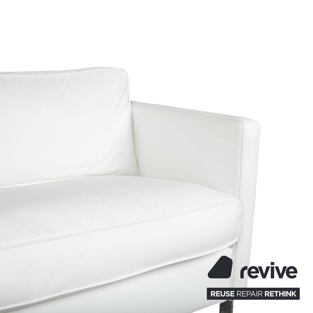 de Sede Leather Two-Seater White Cream Sofa Couch