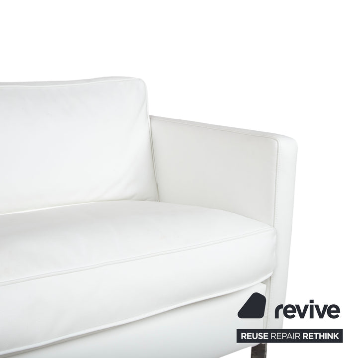 de Sede Leather Two-Seater White Cream Sofa Couch