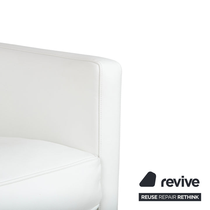 de Sede Leather Two-Seater White Cream Sofa Couch