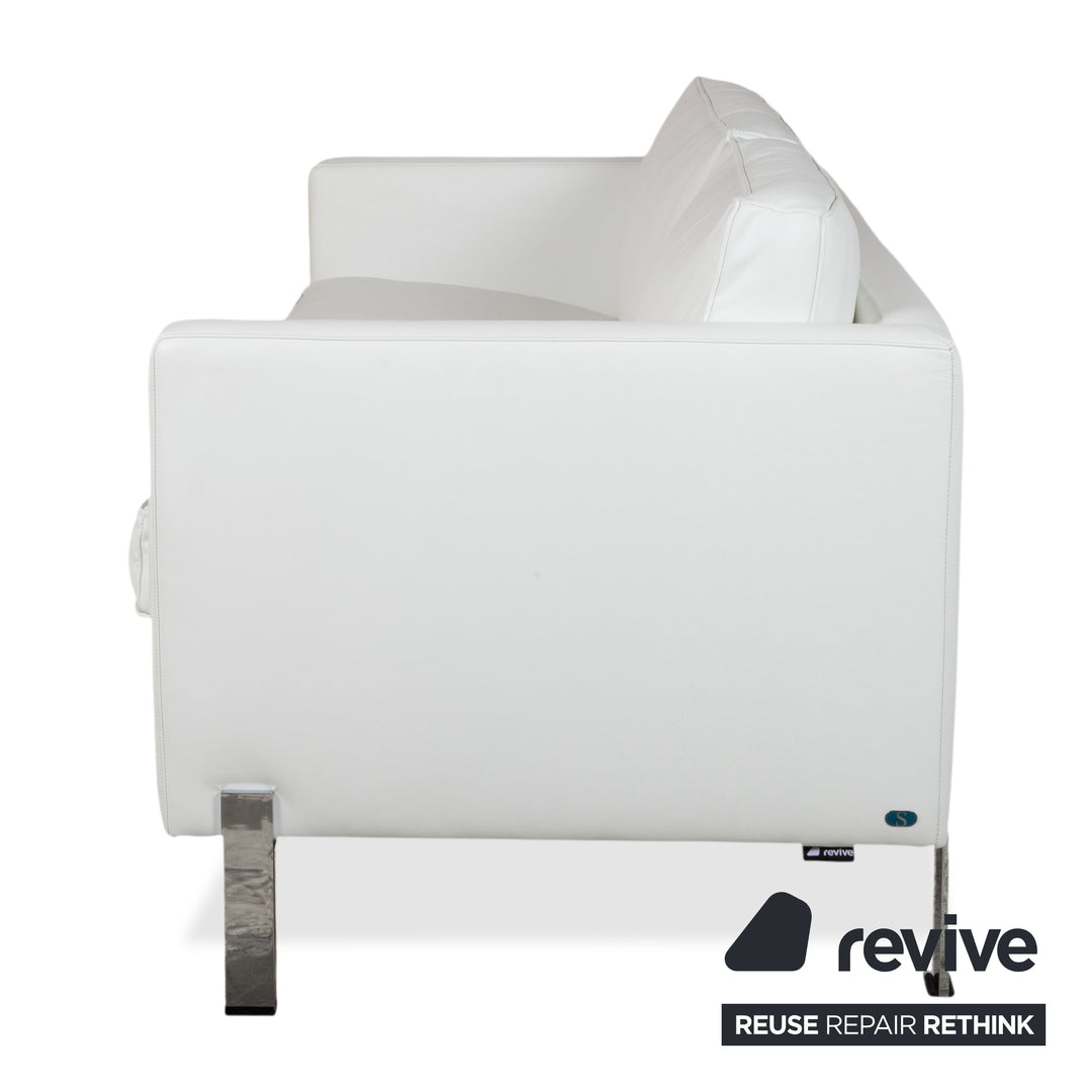de Sede Leather Two-Seater White Cream Sofa Couch