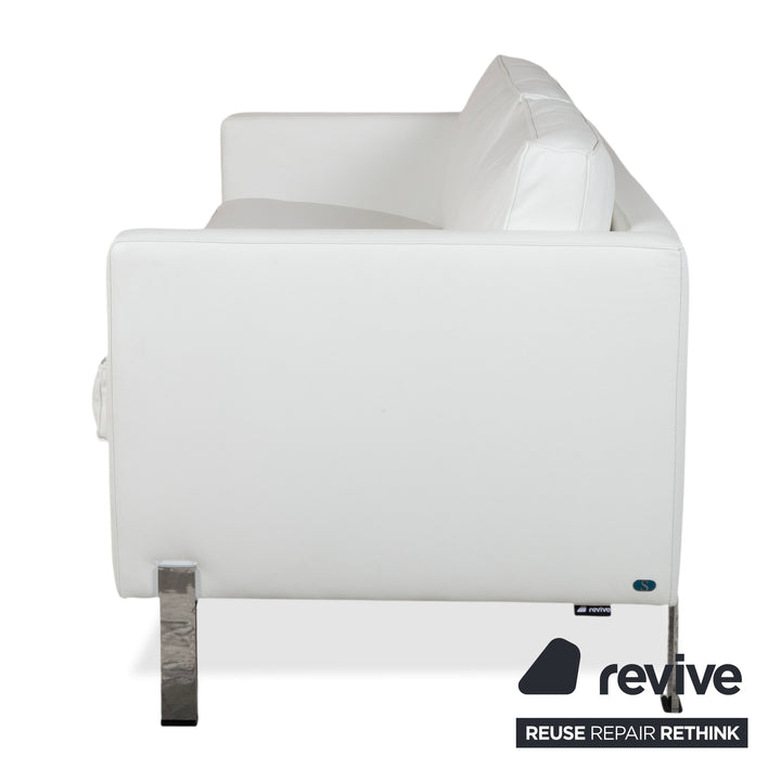 de Sede Leather Two-Seater White Cream Sofa Couch