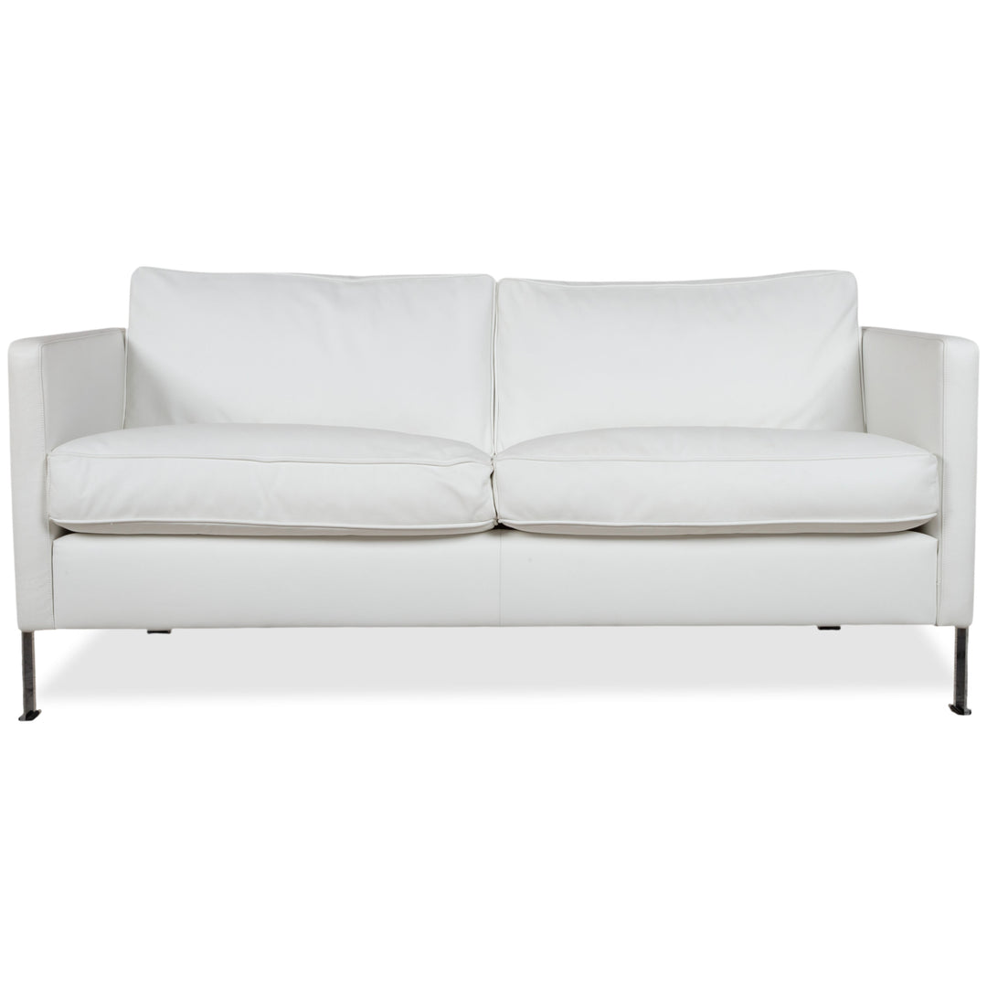 de Sede Leather Two-Seater White Cream Sofa Couch
