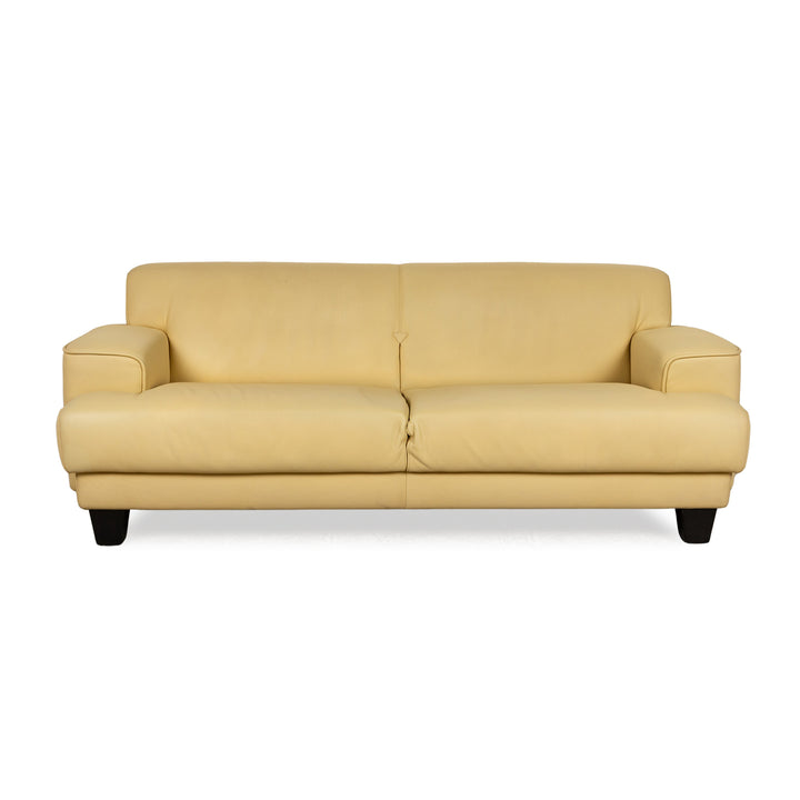 de Sede Leather Two-Seater Yellow Sofa Couch