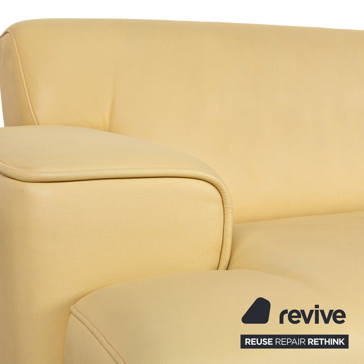 de Sede Leather Two-Seater Yellow Sofa Couch