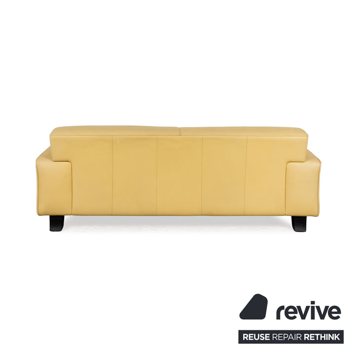 de Sede Leather Two-Seater Yellow Sofa Couch