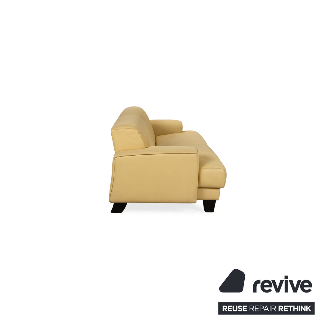 de Sede Leather Two-Seater Yellow Sofa Couch