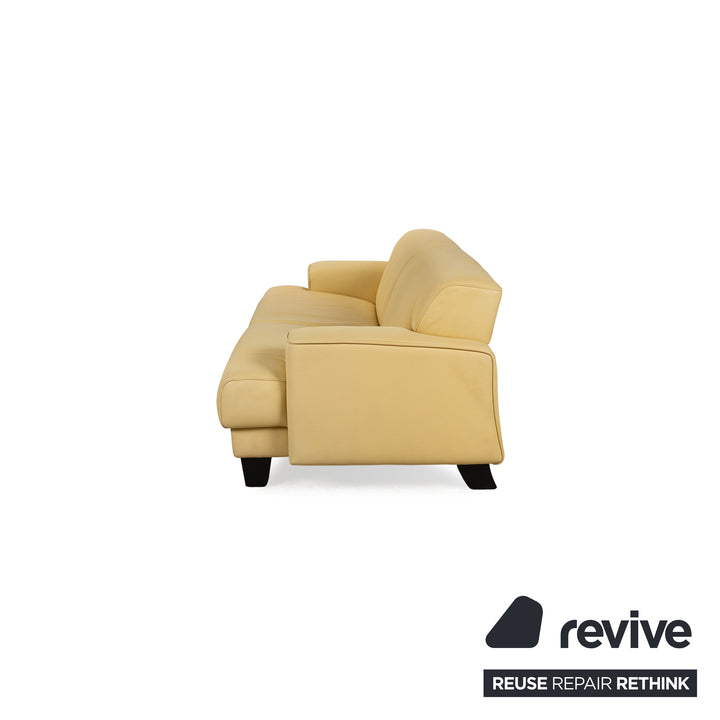 de Sede Leather Two-Seater Yellow Sofa Couch