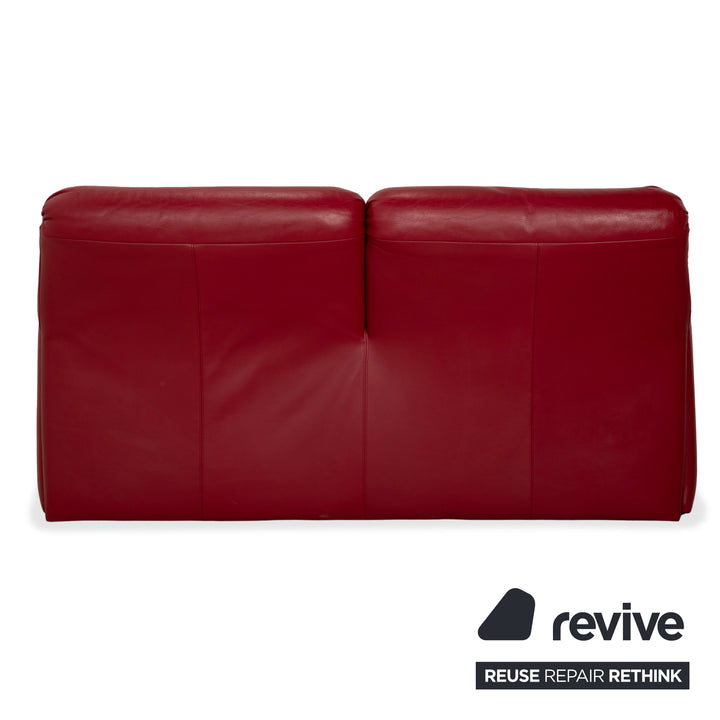 de Sede Hans Kaulfeld Leather Two-Seater Red Sofa Couch Manual Function