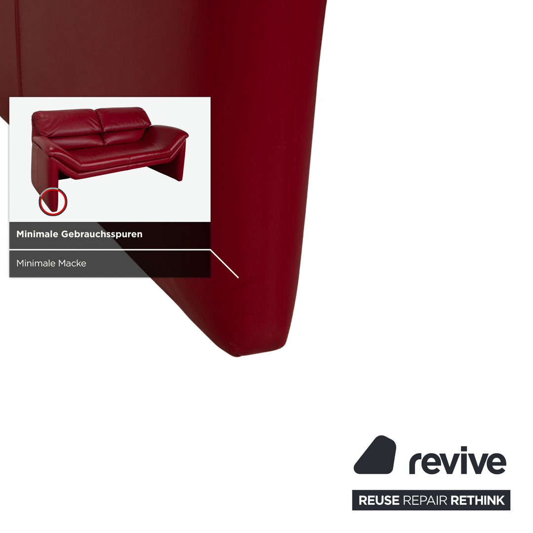 de Sede Leder Zweisitzer Rot Sofa Couch manuelle Funktion