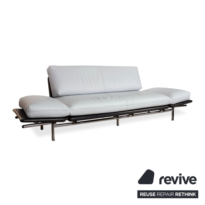 Dema Ratapla Leder Zweisitzer Grau Blau manuelle Funktion Sofa Couch Schlafsofa