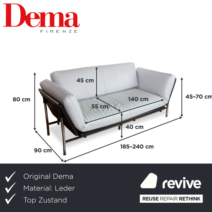 Dema Ratapla Leder Zweisitzer Grau Blau manuelle Funktion Sofa Couch