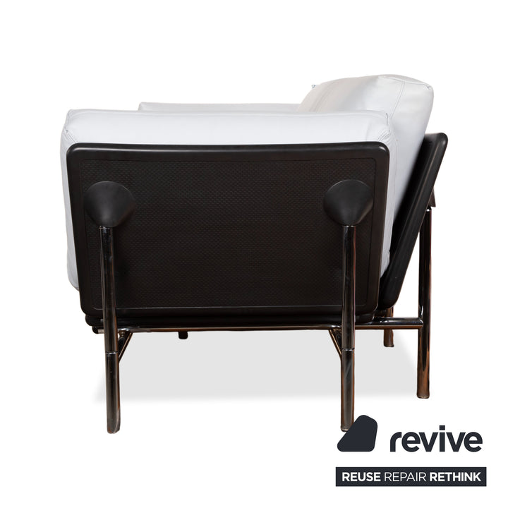 Dema Ratapla Leder Zweisitzer Grau Blau manuelle Funktion Sofa Couch Schlafsofa