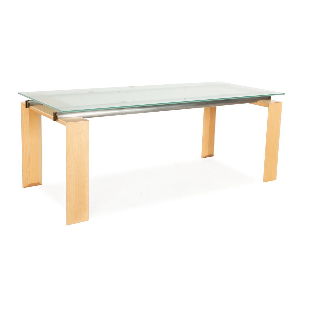 DESALTO Table à manger en verre sur pilotis salle à manger bleue 200 x 85 x 77 cm